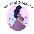 Profile or portrait of a pregnant woman. Child. Pregnancy girl. Mothers Day. Postcard. Minimalism. Royalty Free Stock Photo